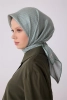 Belli Yeşil Monogram Desen %100 Twill İpek Eşarp 4321D 85