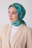 Belli Yeşil Obje Desen %100 Twill İpek Eşarp 4320D 50