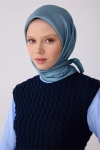 Belli Açık Mavi Klasik Desen %100 Twill İpek Eşarp 4305D 85
